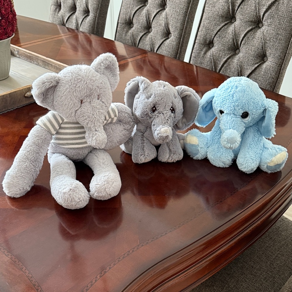 Elephant Soft Plush Toys in Gray Blue